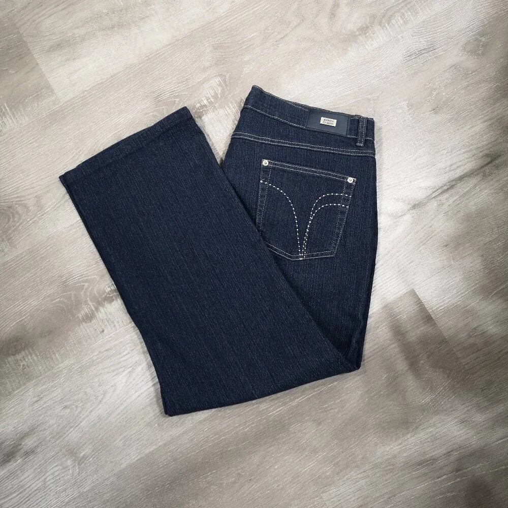 Simon Chang Denim Ladies Size 16 Dark Wash Straight Leg Blue Jeans - Picture 6 of 13